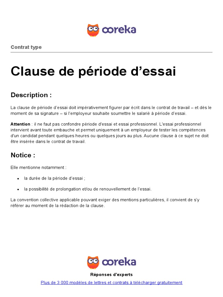 Période d'essai légale