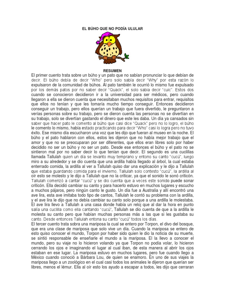 El Búho Que No Podía Ulular PDF