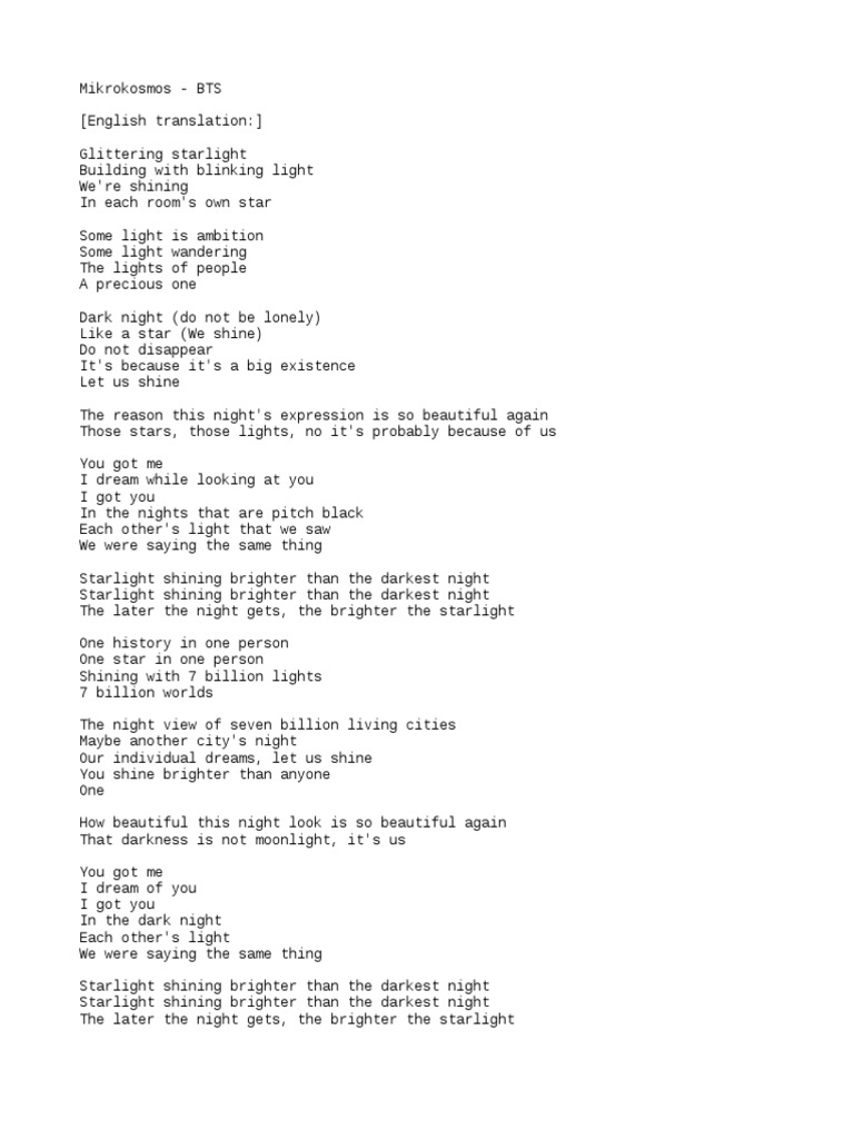Bts Mikrokosmos Lyrics Eng Trans