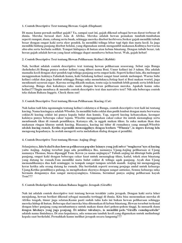 Contoh Teks Deskripsi Tentang Hewan Kucing Terkait Teks