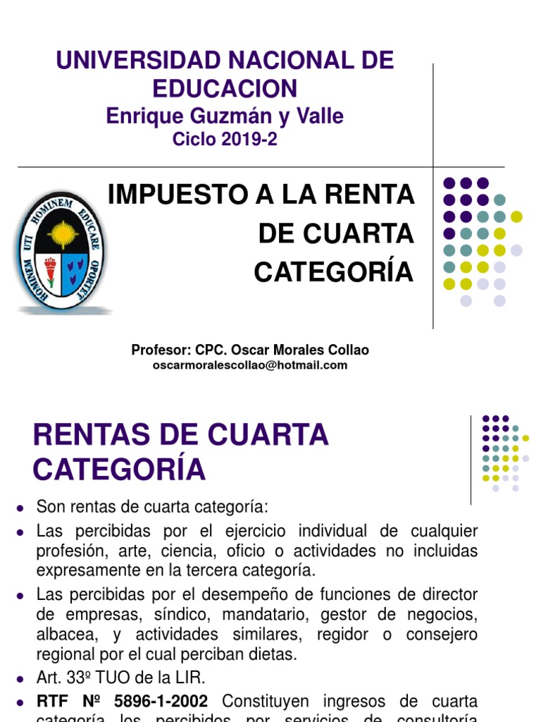 Impuesto a la Renta de Cuarta Categoría | PDF | Impuesto sobre la renta ...