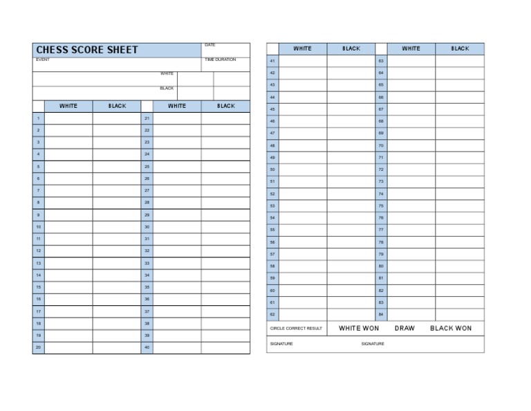 Chess Score Sheet Template PDF | PDF | Traditional Board Games ...