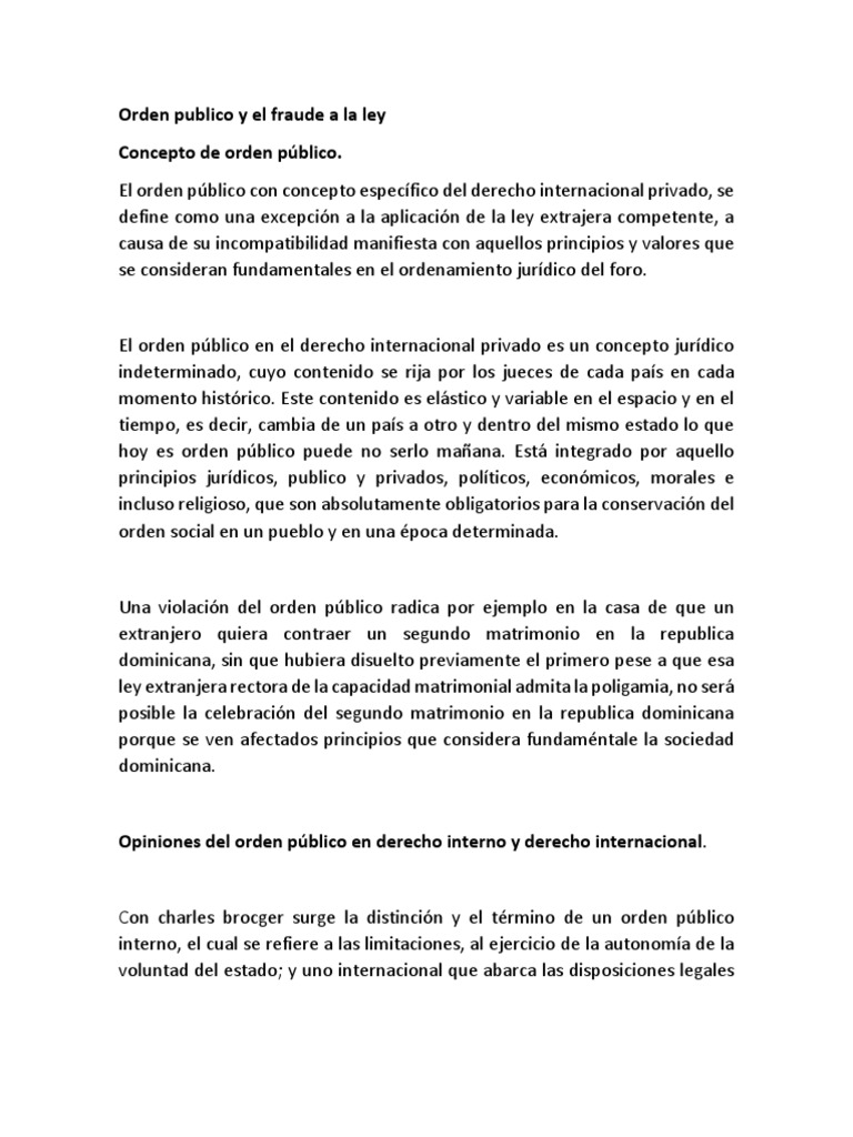 Orden Público y Fraude a la Ley | PDF | Instrumento jurídico | Ley ...