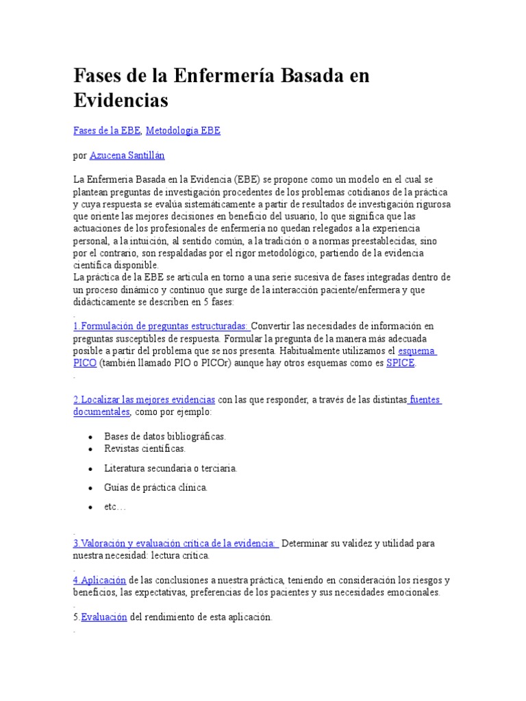 Fases de la Enfermería Basada en Evidencia | PDF