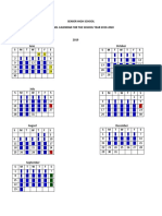 Senior High School School Calendar For The School Year 2019-2020