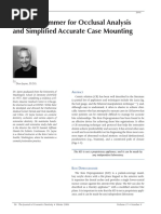 A Deprogrammer For Occlusal Analysis and Simplified Accurate Case Mounting