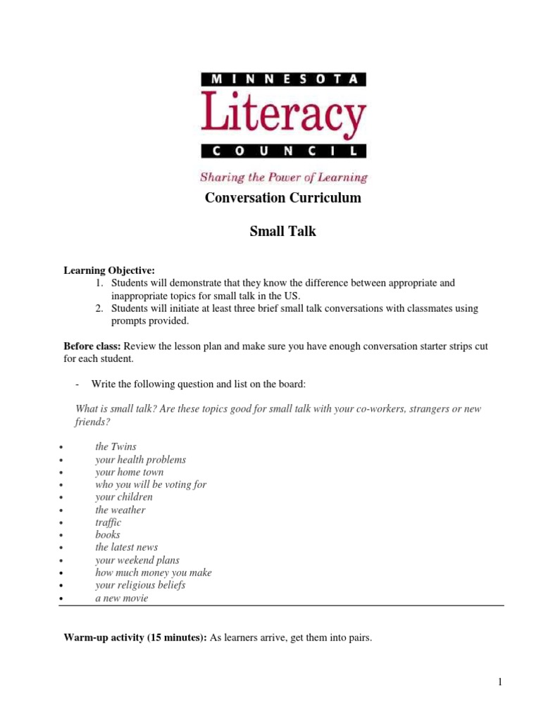 Master Conversation Small Talk Pdf Learning Cognition