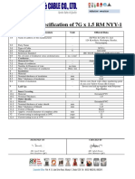 Technical Specification of 7G X 1.5 RM NYY-1: SL No. Technical Particulars Unit Offered Data
