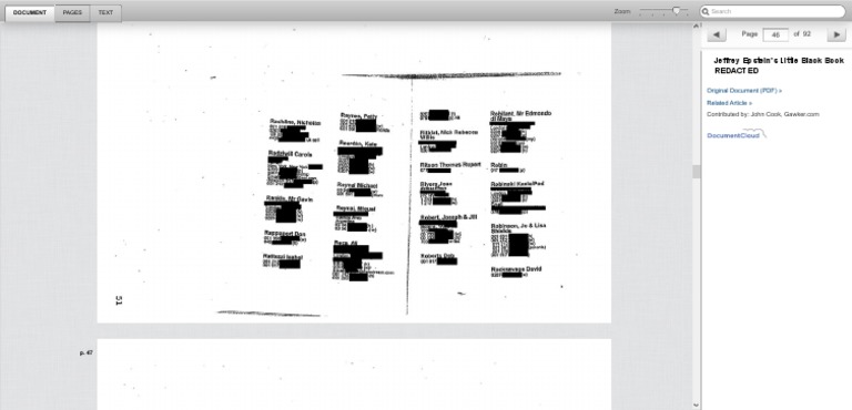 Jeffrey Epstein's Redacted Black Book | PDF