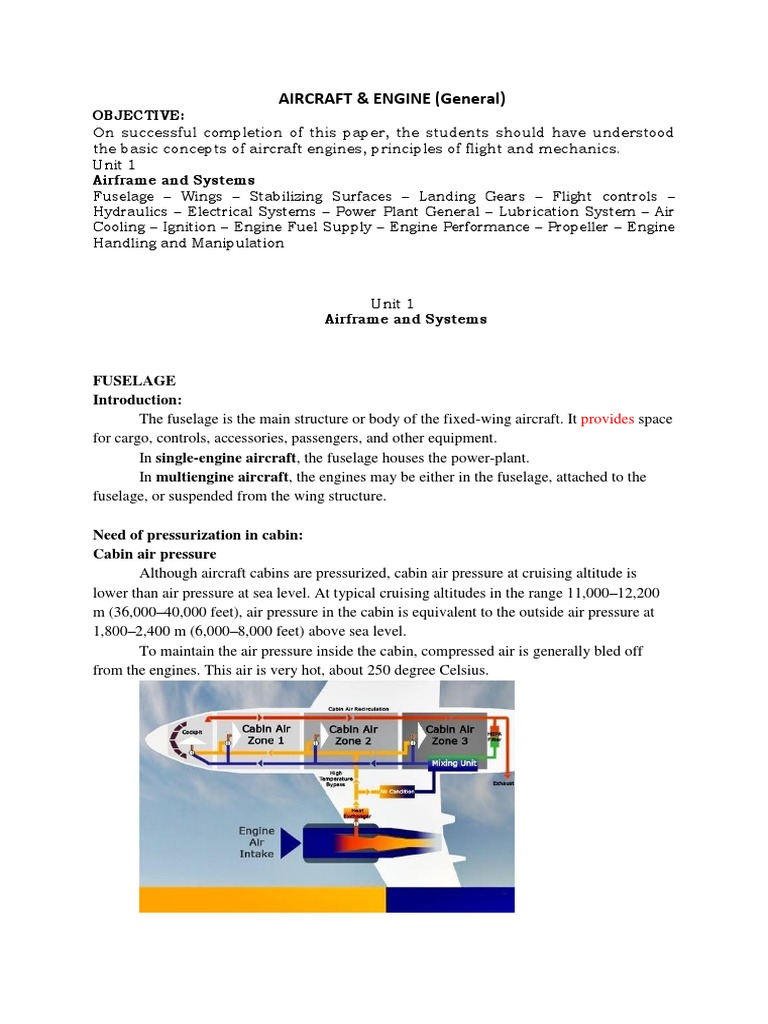 Aircraft Engine and Fuselage Basics | PDF | Ignition System | Wing