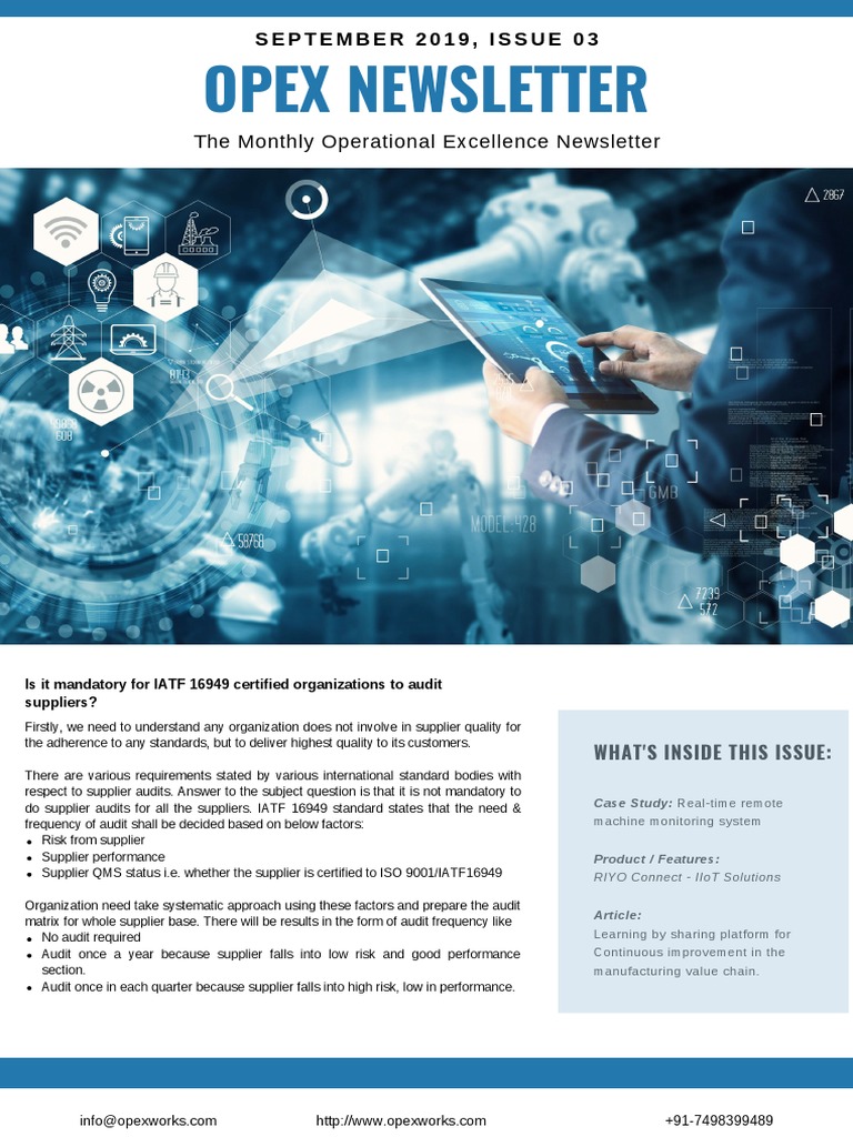OPEX Monthly Newsletter - Sept 2019 | PDF | Internet Of Things | Business