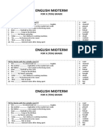 English Midterm: For X (Ten) Grade