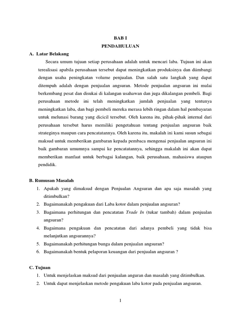 Makalah Penjualan Angsuran