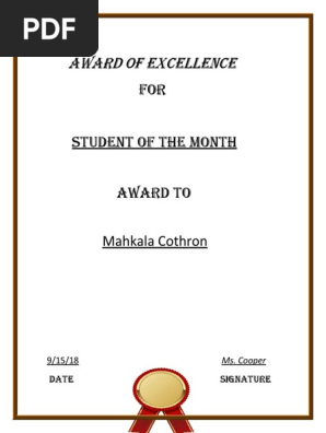  Award Certificate