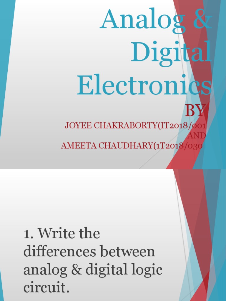 Analog & Digital Electronics PDF Analogue Electronics Digital