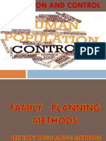 POPULATION AND FAMILY PLANNING: OBJECTIVES AND CONTRACEPTIVE METHODS