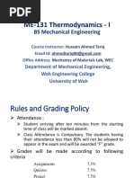 ME-131 Thermodynamics - I: BS Mechanical Engineering