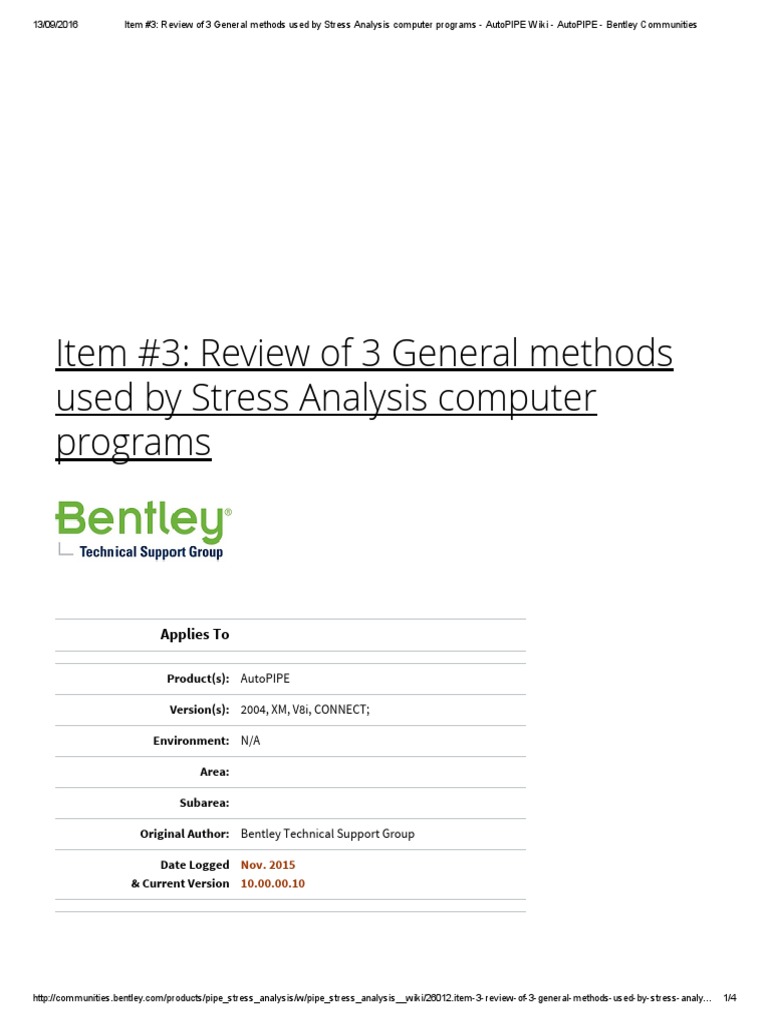 Item 3 Review of 3 General Methods Used by Stress Analysis Computer