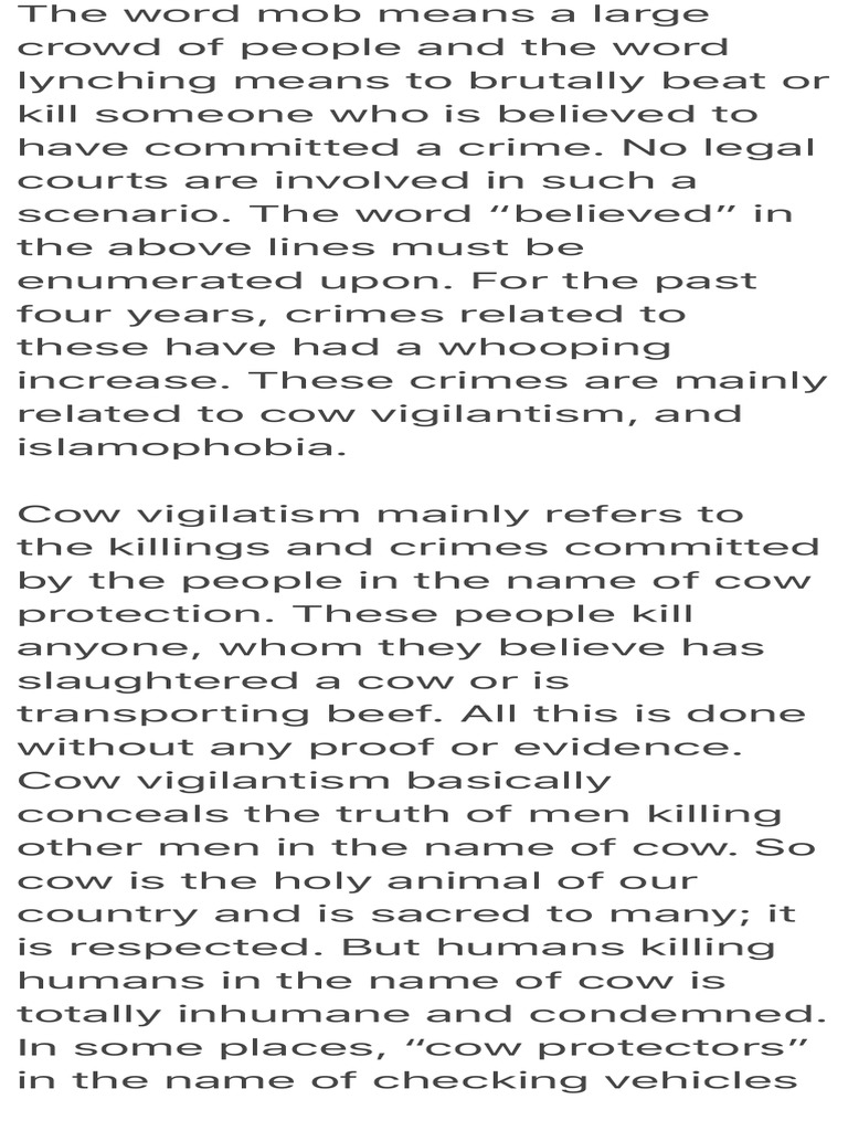 Mob Lynching in India | PDF | Lynching | Applied Ethics