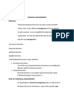 Notes Topic Financial Management Definition: "Financial Management Focuses On Ratios, Equity and Debt