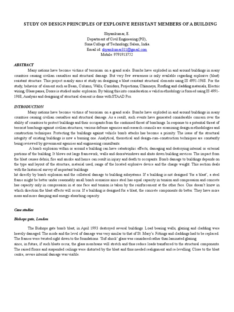 Blast Resistant Building Design | PDF | Bomb | Explosion