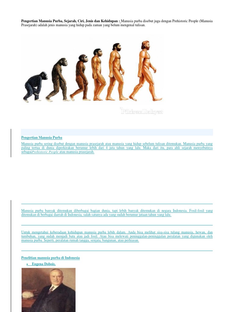 Pengertian Manusia Purba | PDF