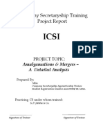 Company Secretaryship Training Project Report: Amalgamations & Mergers - A Detailed Analysis