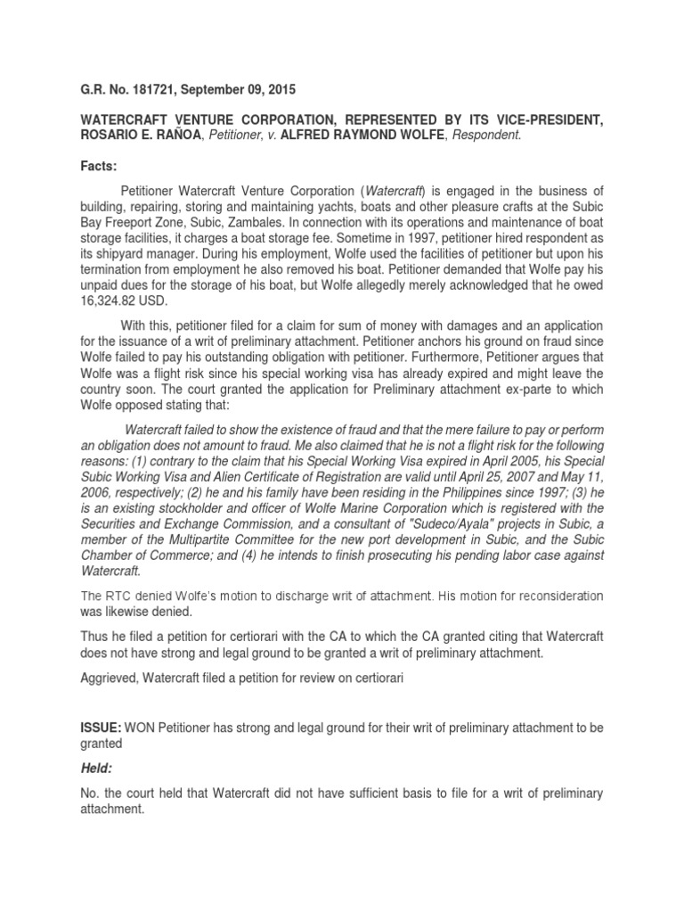 Preliminary Attachment Case 9 Chan | PDF | Fraud | Certiorari