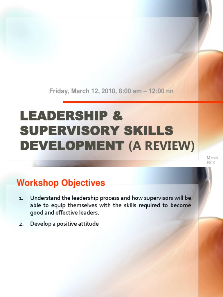 Leadership & Supervisory Skills Guide | PDF | Leadership | Attitude ...