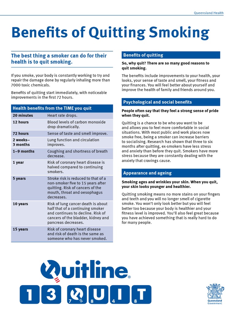 Benefits of Quitting Smoking | PDF | Smoking Cessation | Cigarette