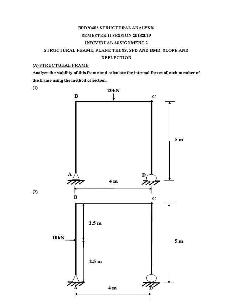 Assignment2 (StructuralFramePlaneTrussSFDBMDSlopeDeflection) | PDF ...