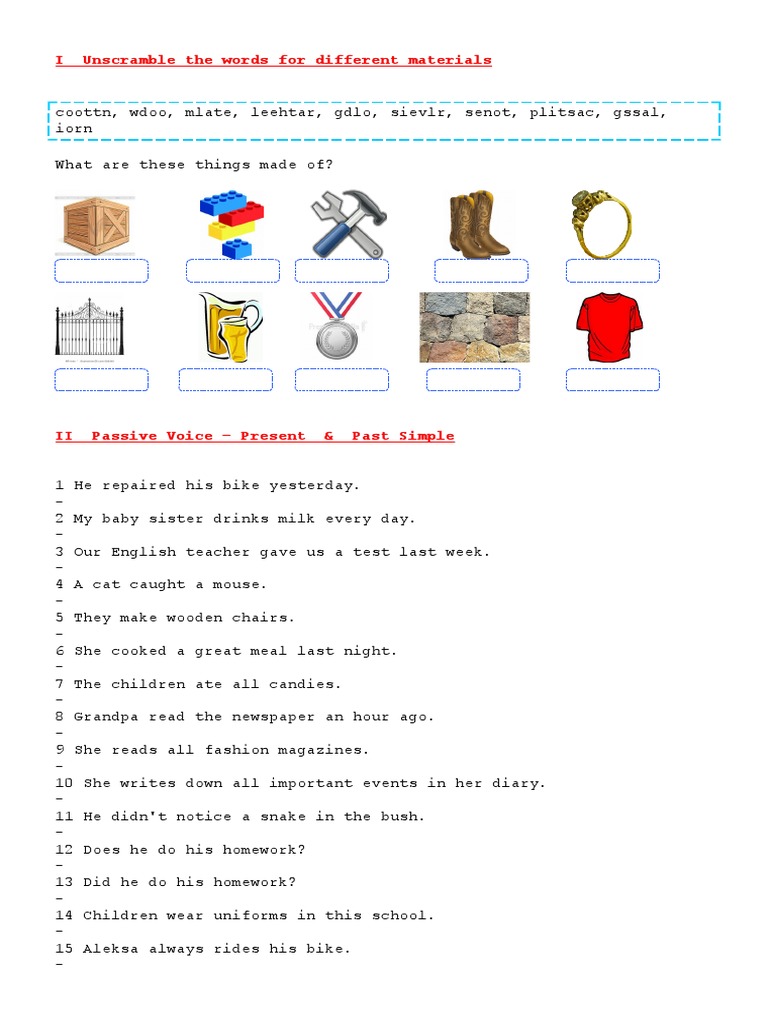 VOCABULARY - MATERIALS + Passive Voice | PDF