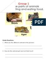 Describe The Parts of Animals Used in Getting and Eating Food