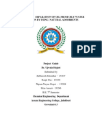 A Report On Separation of Oil From Oily Water Solution by Using Natural Adsorbents