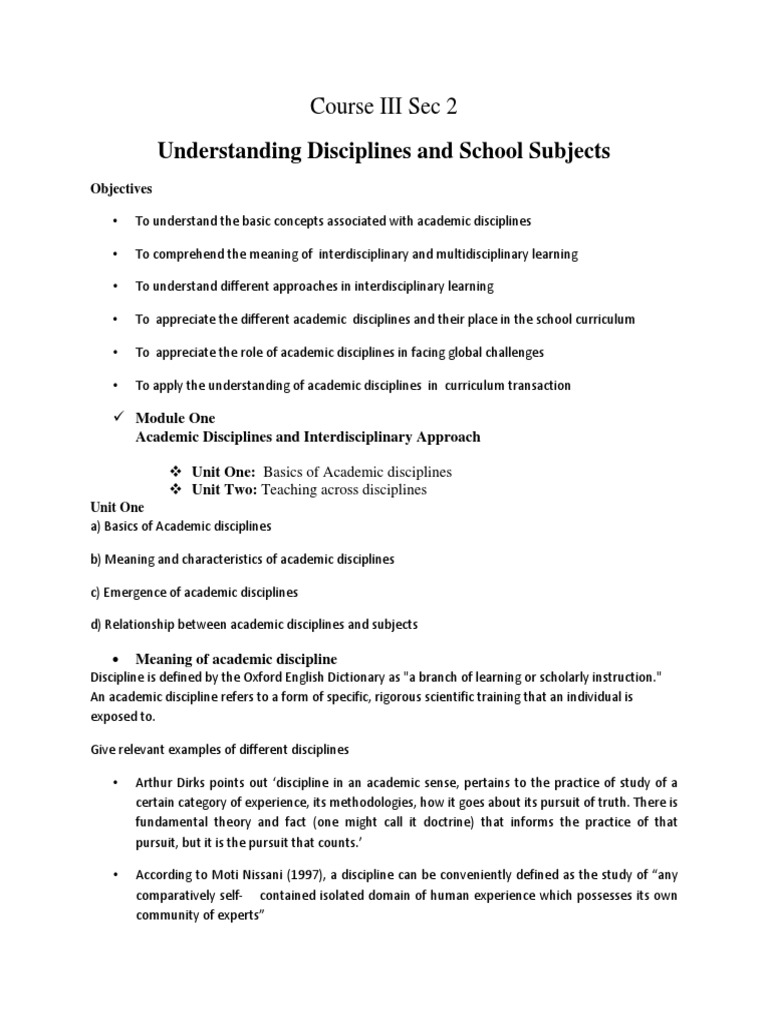 Understanding Disciplines and School Subjects PDF | PDF | Discipline ...