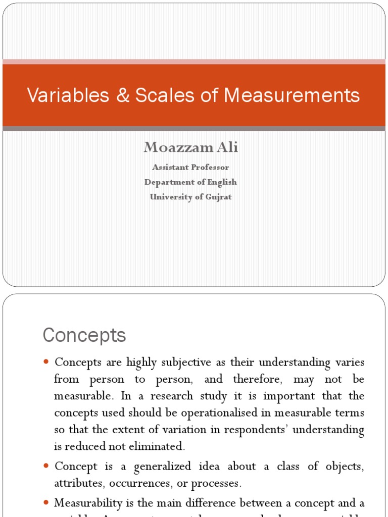 Understanding Concepts and Variables in Research | PDF | Level Of ...