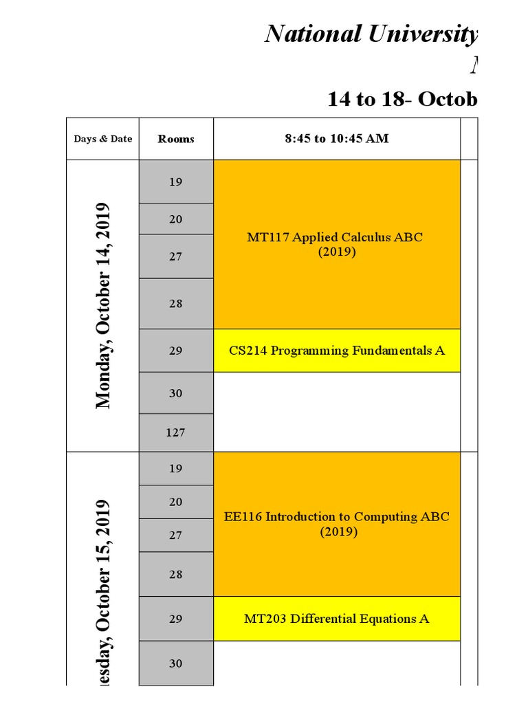 NU Computer & Engineering Midterm Schedule | PDF | Computer Science ...