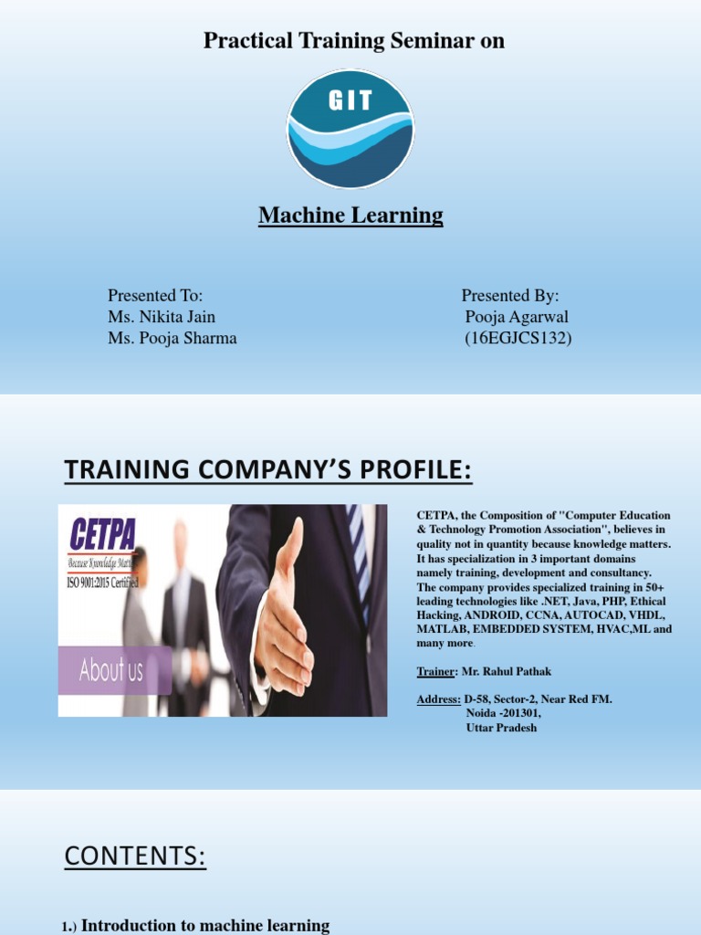 Machine Learning Training Seminar Overview | PDF | Machine Learning ...