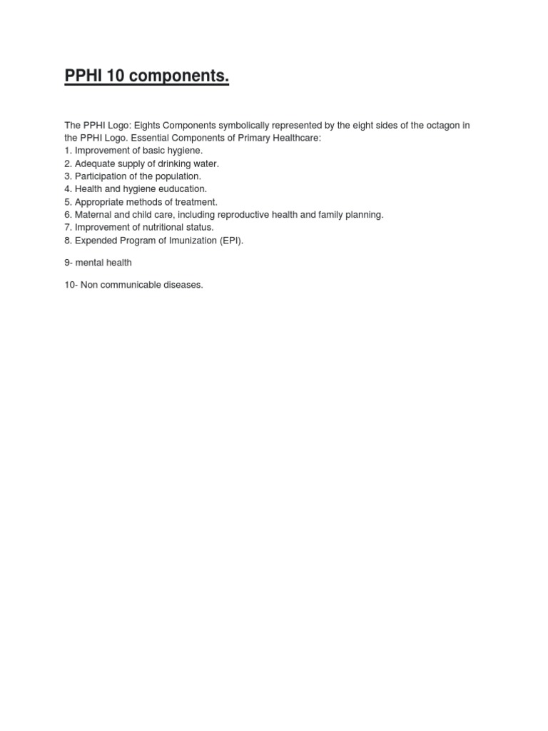 Essential Components of Primary Healthcare | PDF | Wellness