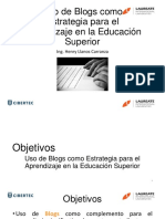 Uso de Blogs Como Estrategia Para El Aprendizaje en La Educación Superior