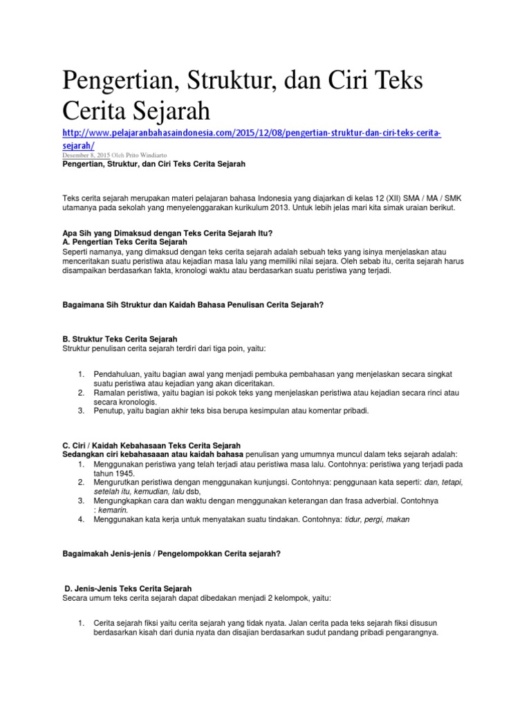 Cerita Sejarah Bersifat Fiksi Adalah