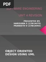 Software Engineering Unit 4 Revision: Presented By, HARISHMA S (17BCA070) PRANEETH V (17BCA093)