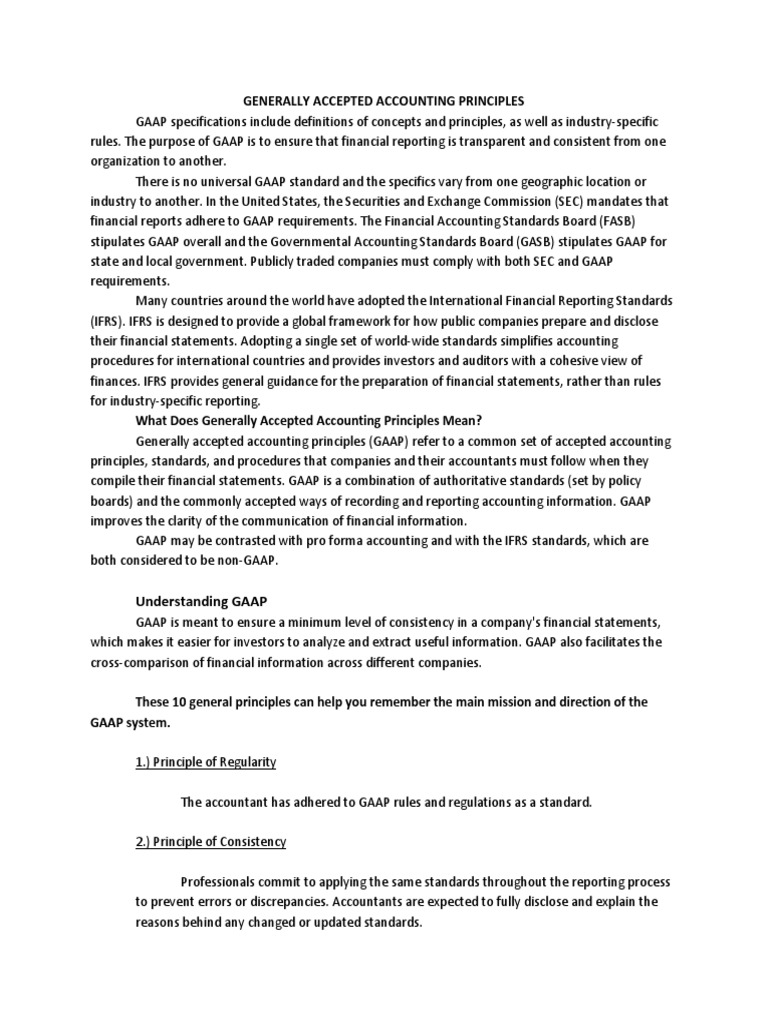 A Comprehensive Overview of Generally Accepted Accounting Principles