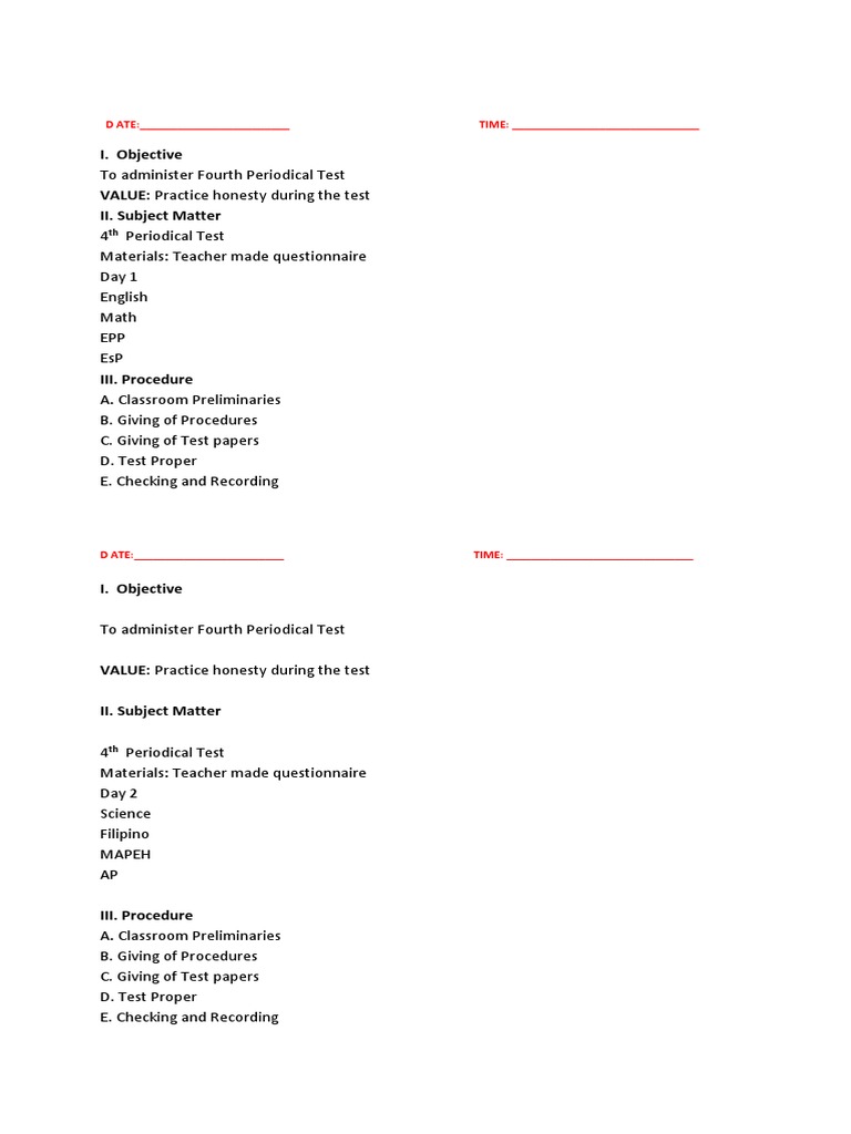 Fourth Periodical Test Administration Guide | PDF | Language Arts ...