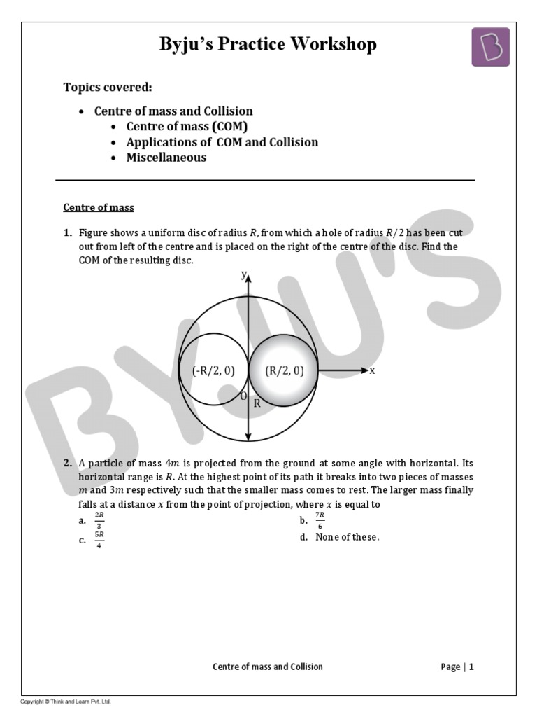 Collisions and Centre of Mass PDF | PDF | Collision | Physical Quantities