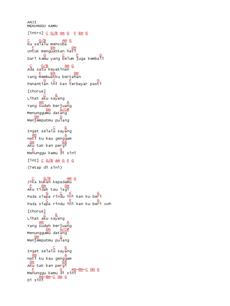 Chord Anji Menunggu Kamu PDF