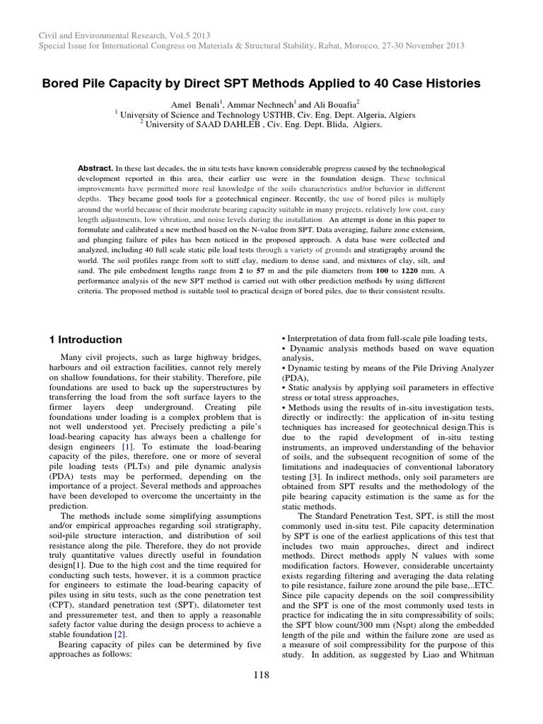 Bored Pile Capacity via SPT Analysis | PDF | Deep Foundation ...