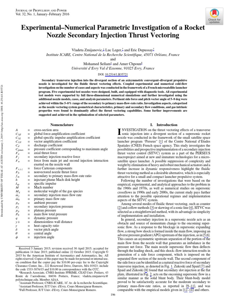 Experimental - Numerical Parametric Investigation of A Rocket Nozzle ...