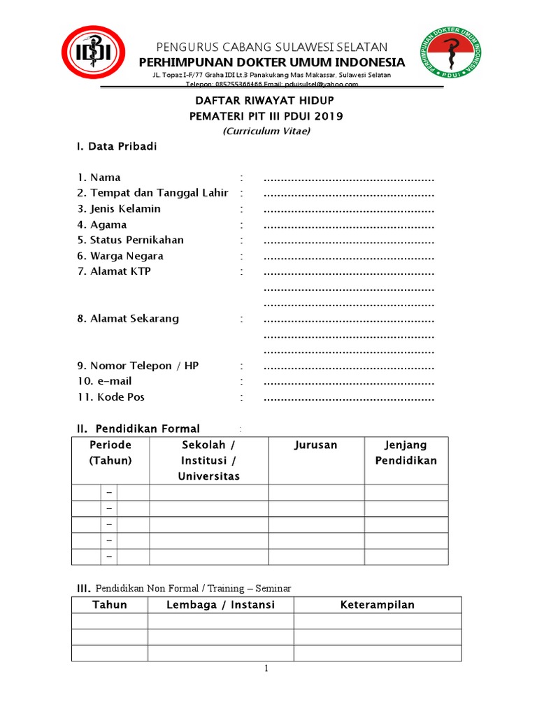 Cv Pemateri Pit Pdui