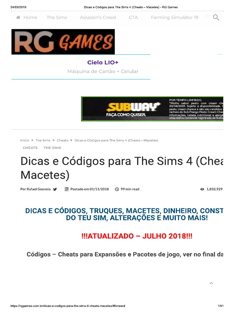 The Sims 4 Cheats, PDF, Sobrenome